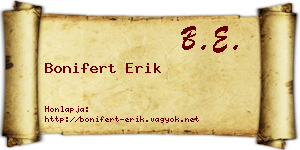 Bonifert Erik névjegykártya